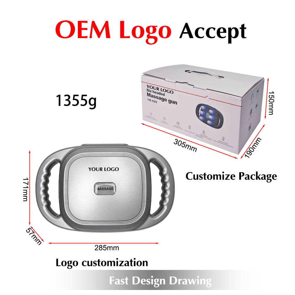 6 Heads Deep Tissue Massage Gun Device | Portable Muscle Massager for Full Body Pain Relief