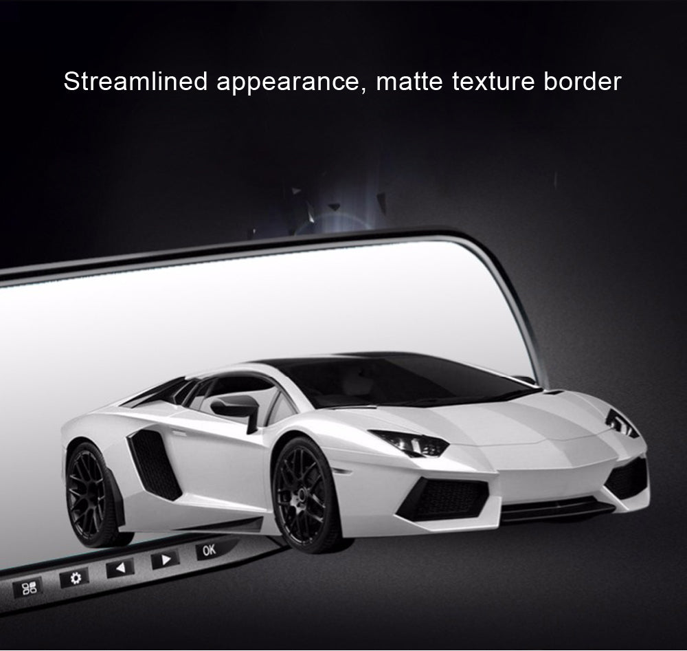Car Dual Lens Dash Cam 1080P HD Rear View Mirror Camera with Night Vision & Loop Recording