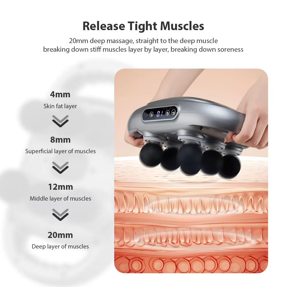 6 Heads Deep Tissue Massage Gun Device | Portable Muscle Massager for Full Body Pain Relief