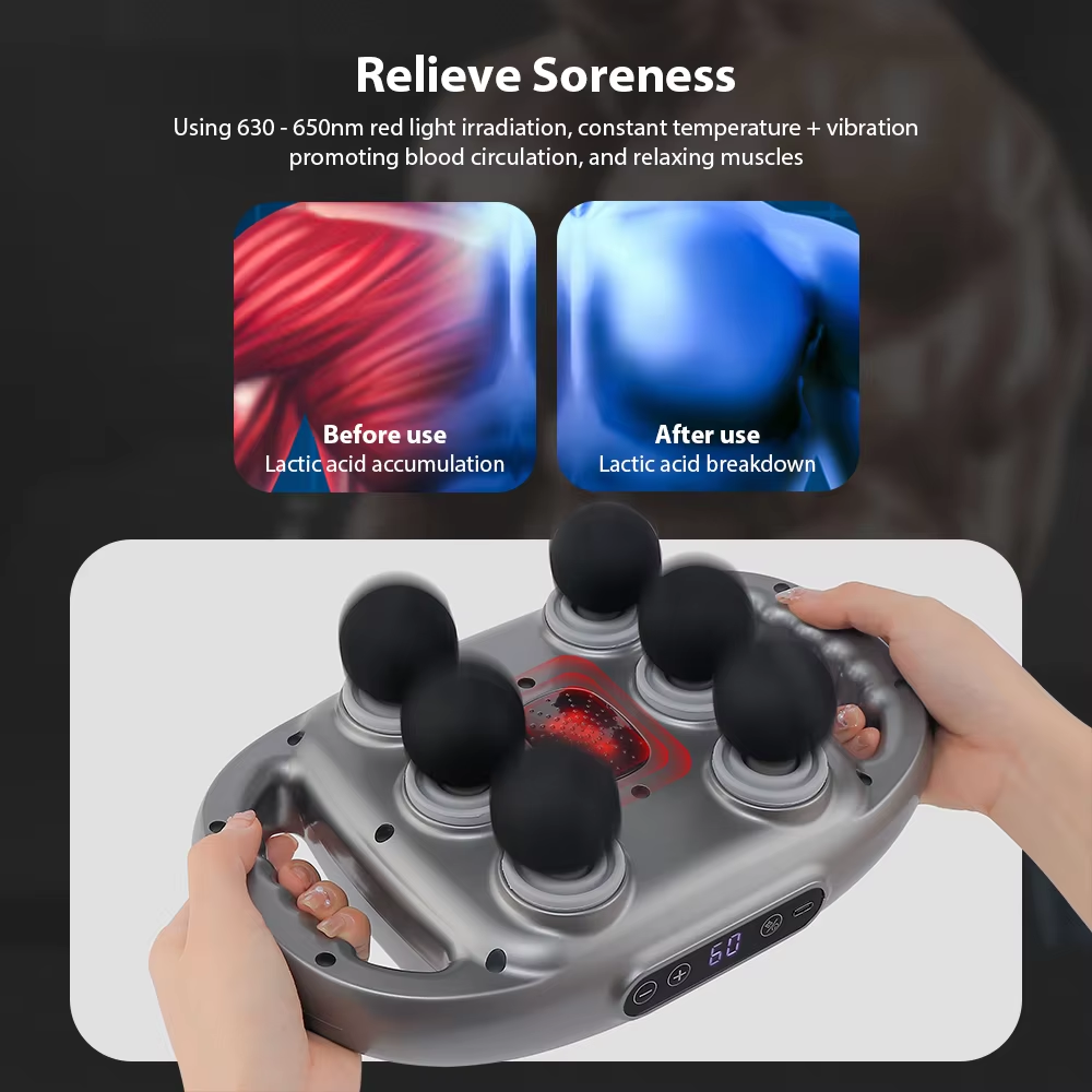 6 Heads Deep Tissue Massage Gun Device | Portable Muscle Massager for Full Body Pain Relief