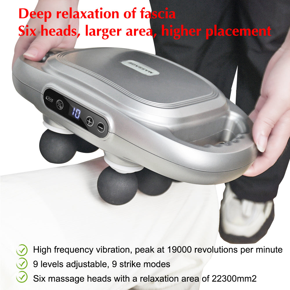 6 Heads Deep Tissue Massage Gun Device | Portable Muscle Massager for Full Body Pain Relief
