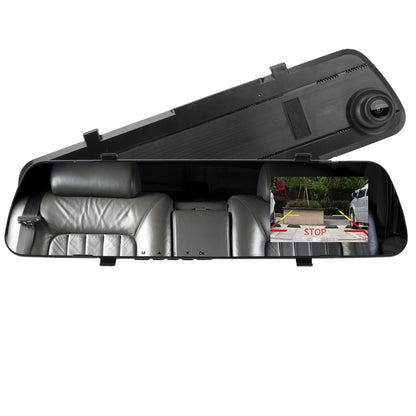 Car Dual Lens Dash Cam 1080P HD Rear View Mirror Camera with Night Vision & Loop Recording