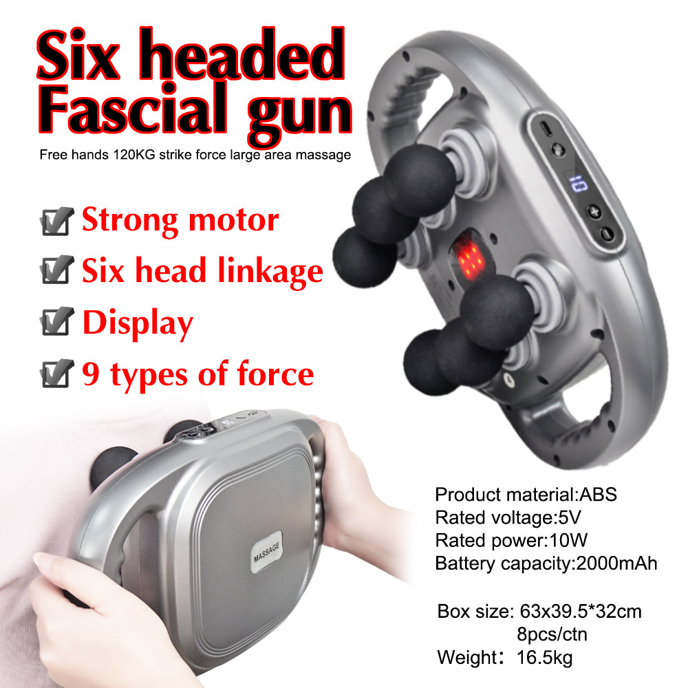 6 Heads Deep Tissue Massage Gun Device | Portable Muscle Massager for Full Body Pain Relief