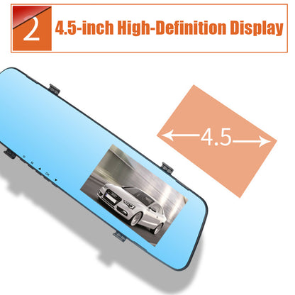 Car Dual Lens Dash Cam 1080P HD Rear View Mirror Camera with Night Vision & Loop Recording