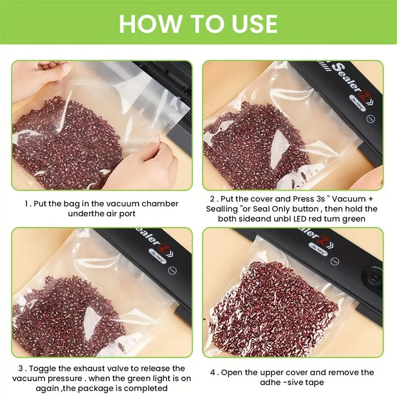 Portable Vacuum Sealer Machine for Food Storage | Air Suction & Heat Sealing Device