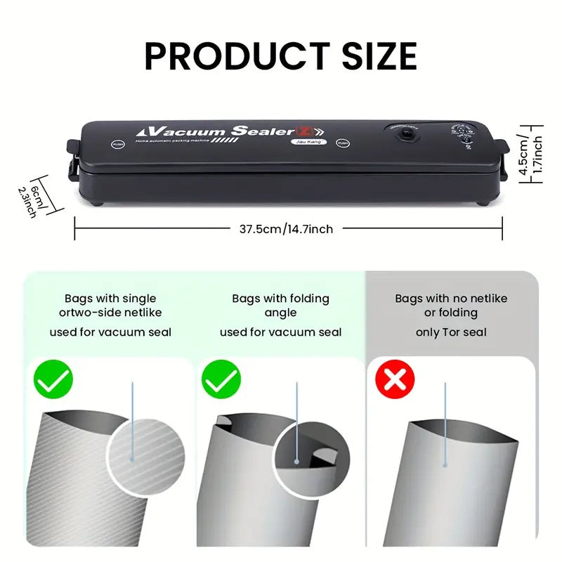 Portable Vacuum Sealer Machine for Food Storage | Air Suction & Heat Sealing Device