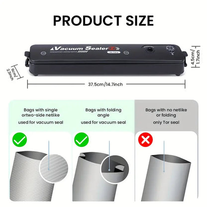 Portable Vacuum Sealer Machine for Food Storage | Air Suction & Heat Sealing Device