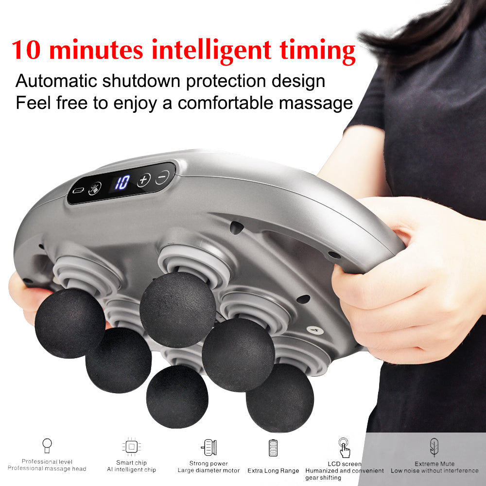 6 Heads Deep Tissue Massage Gun Device | Portable Muscle Massager for Full Body Pain Relief