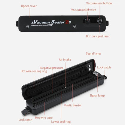 Portable Vacuum Sealer Machine for Food Storage | Air Suction & Heat Sealing Device
